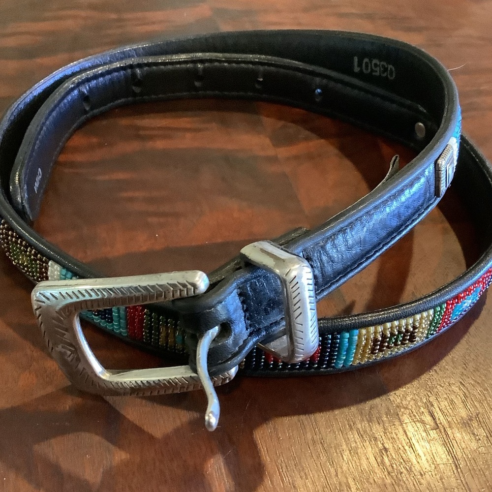 RODEO Brighton Beaded Belt SZ S Skinny Southwestern Festival